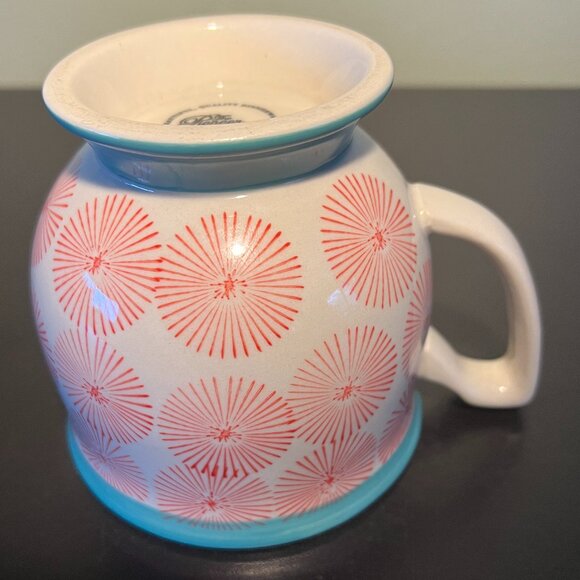 THE PIONEER WOMAN Turquoise Pedestal & Red Starburst Off-White Ceramic Cup Mug - Picture 8 of 11
